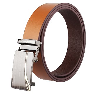 Men's Genuine Leather Belts Auto Lock Buckle- Tan